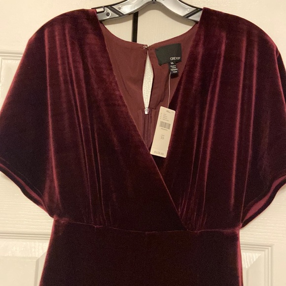 Anthropologie Pants - NWT red wine velvet jumpsuit from xs. V neck and zipper down back.